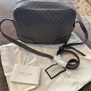 Gucci grey Bree Monogram Crossbody Bag